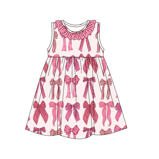 presale GSD2146 Baby Girls Pink Coquette Bow Knee Length Dresses D 3.5