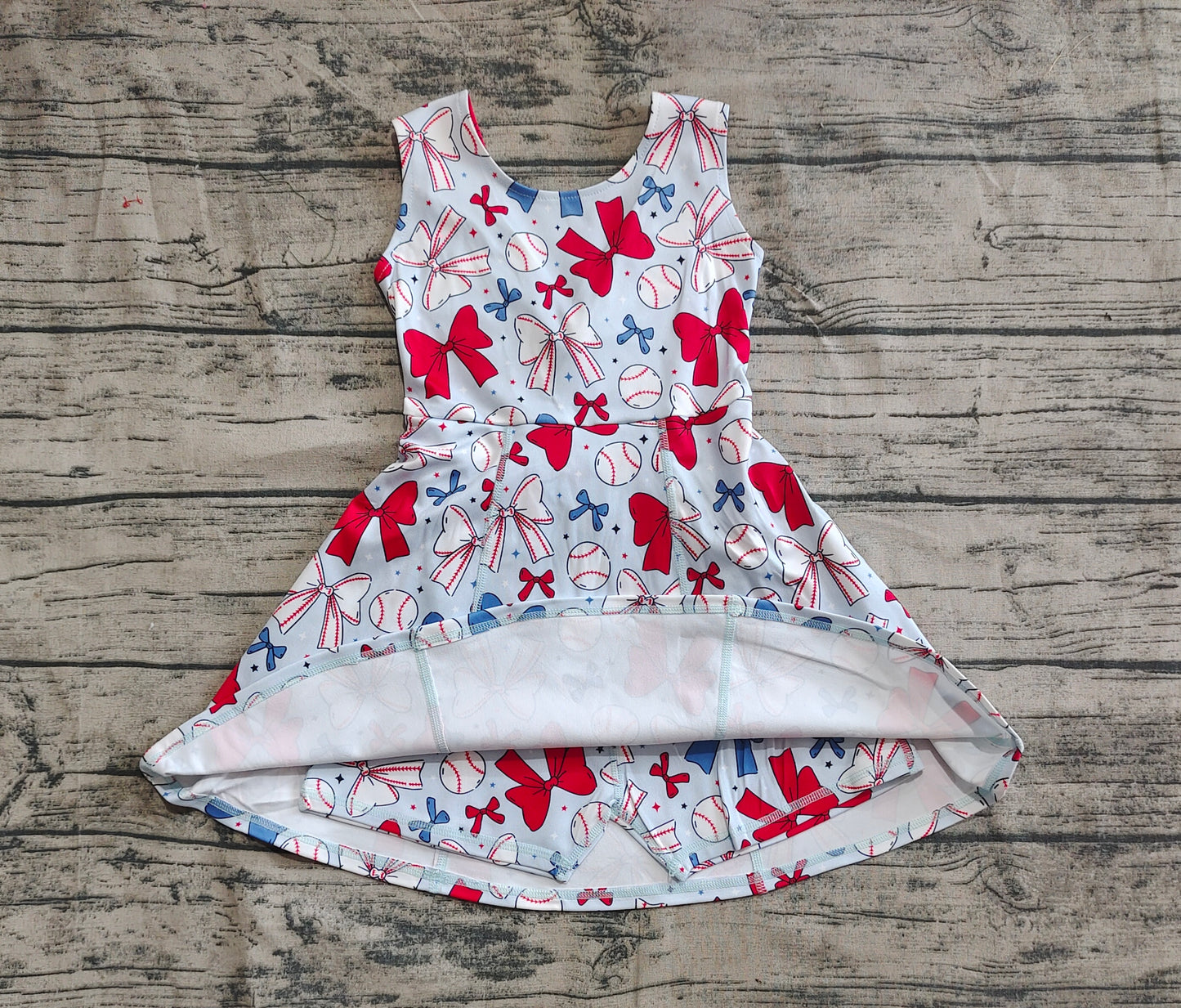 GSD2150  Baby Girls Baseball 4th Of July Yoga Active Wear Skort Knee Length Dresses D 4.10