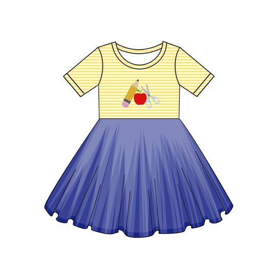 presale GSD2155 Baby Girls Pencil Back To School Apple Knee Length Tutu Dresses D 3.5