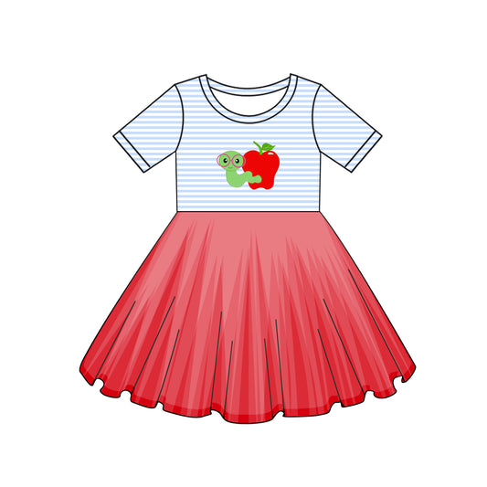 presale GSD2156 Baby Girls Bookworm Back To School Apple Knee Length Tutu Dresses D 3.5