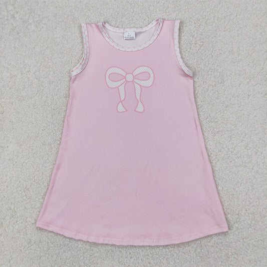 GSD2157 Baby Girls Pink sleeveless dress with checked bow pattern D 3.27