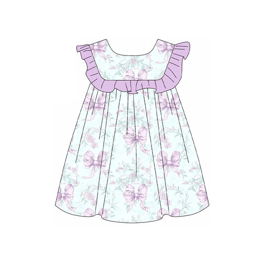 presale GSD2158 Purple bow pattern lace blue sleeveless dress D 3.5