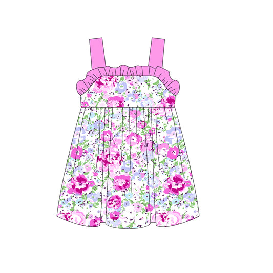 presale GSD2169 Baby Girls Pink Strap Floral Knee Length Dress D 3.4