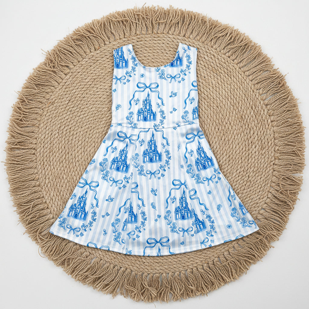 Baby Girls Blue Castles Yoga Skort Knee Length Dresses