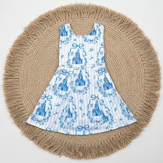 Baby Girls Blue Castles Yoga Skort Knee Length Dresses