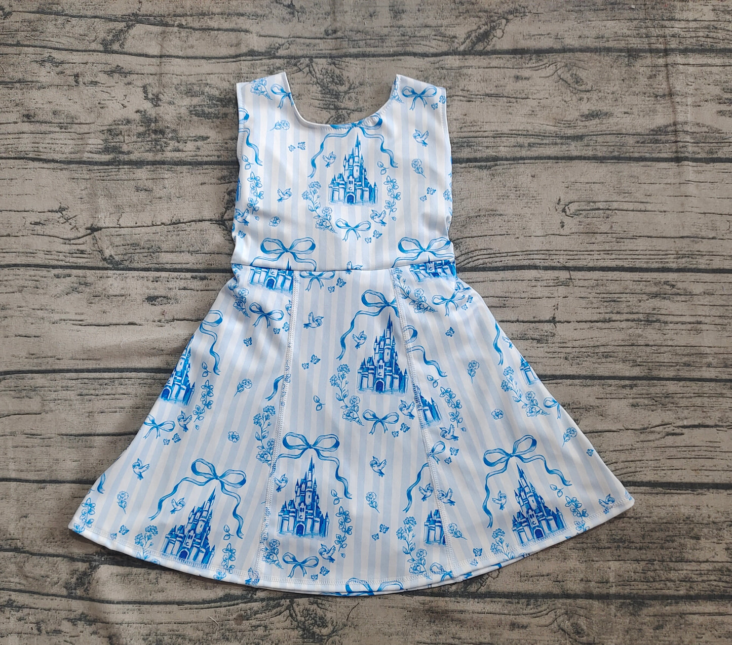 GSD2200 Baby Girls Blue Castles Yoga Skort Knee Length Dresses D 4.12