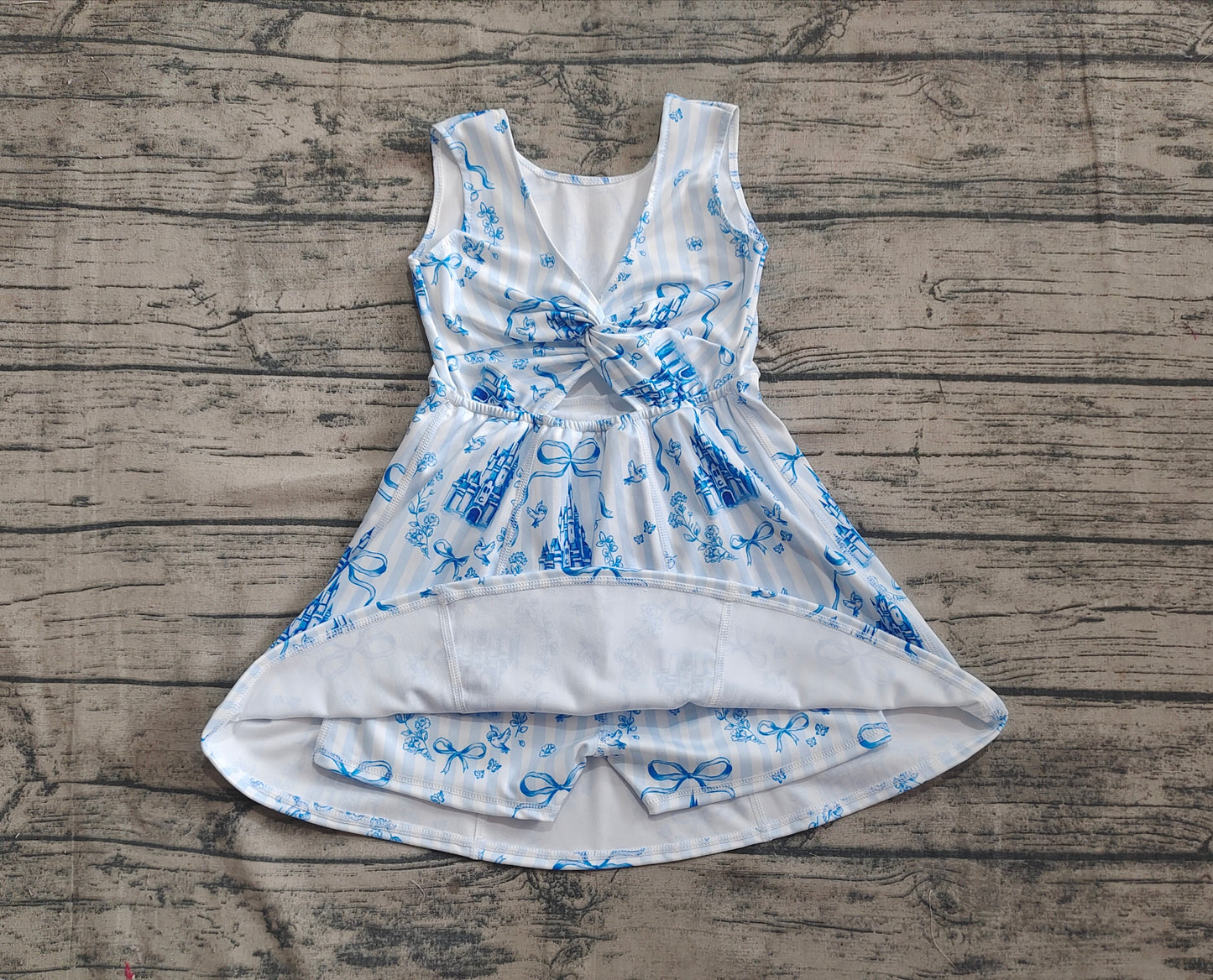GSD2200 Baby Girls Blue Castles Yoga Skort Knee Length Dresses D 4.12