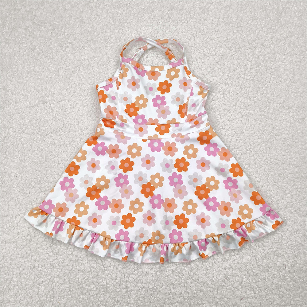 GSD2282  Baby Girls Strap Colorful Daisy Yoga Ruffle Knee Length Dresses D 4.24