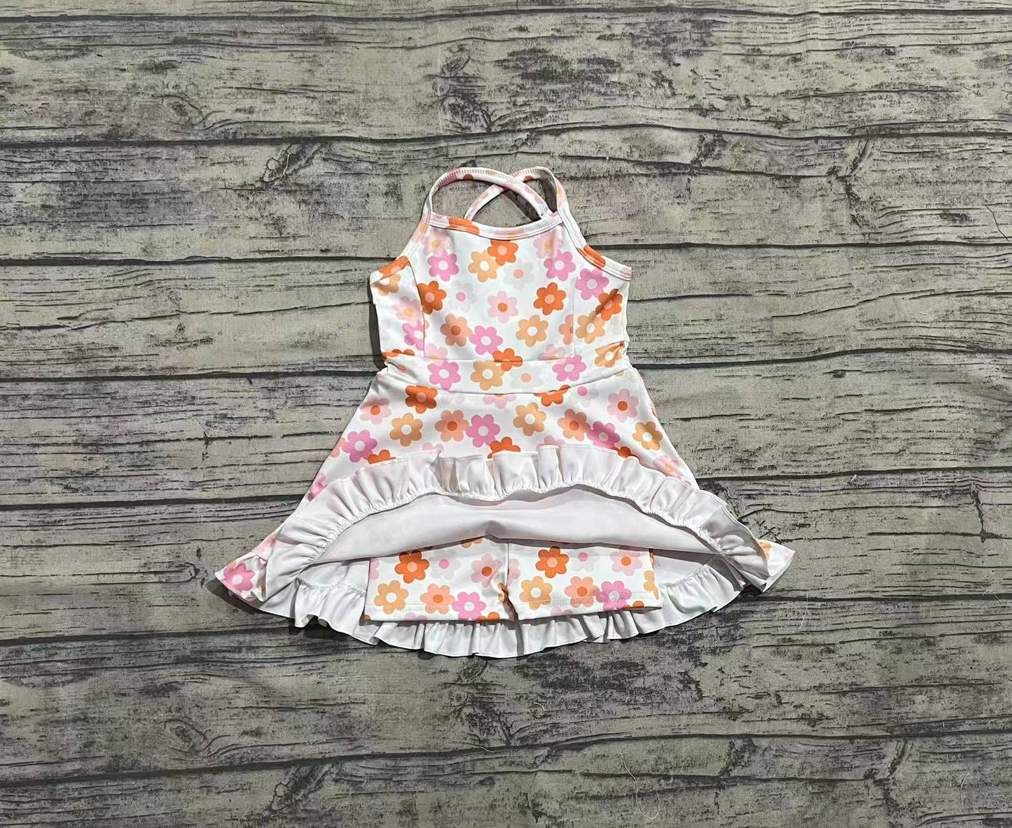 GSD2282  Baby Girls Strap Colorful Daisy Yoga Ruffle Knee Length Dresses D 4.24