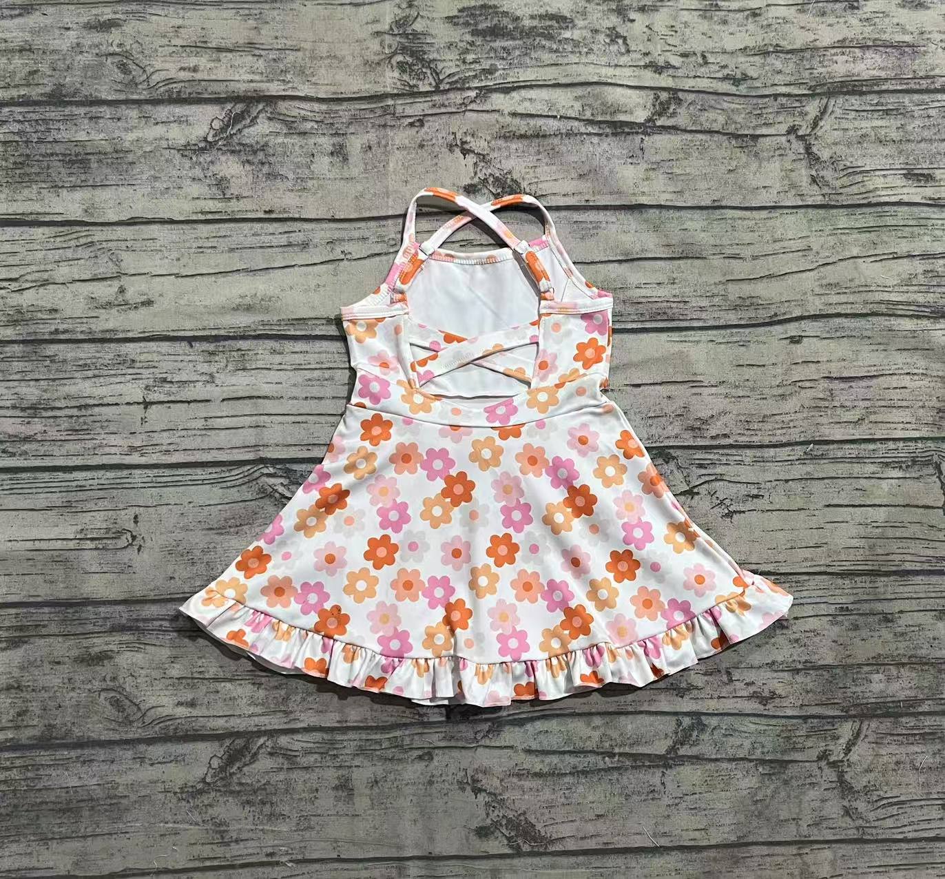 GSD2282  Baby Girls Strap Colorful Daisy Yoga Ruffle Knee Length Dresses D 4.24