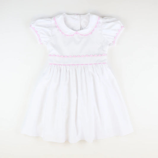 presale GSD2315 Baby Girls White Short Ruffle Sleeves Knee Length Dresses D 3.20