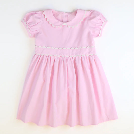 presale GSD2317 Baby Girls Pink Short Ruffle Sleeves Knee Length Dresses D 3.20