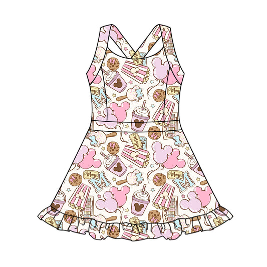 presale GSD2341 Baby Girls Strap Cartoon Mouse Chip Yoga Active Knee Length Dresses  D 3.19