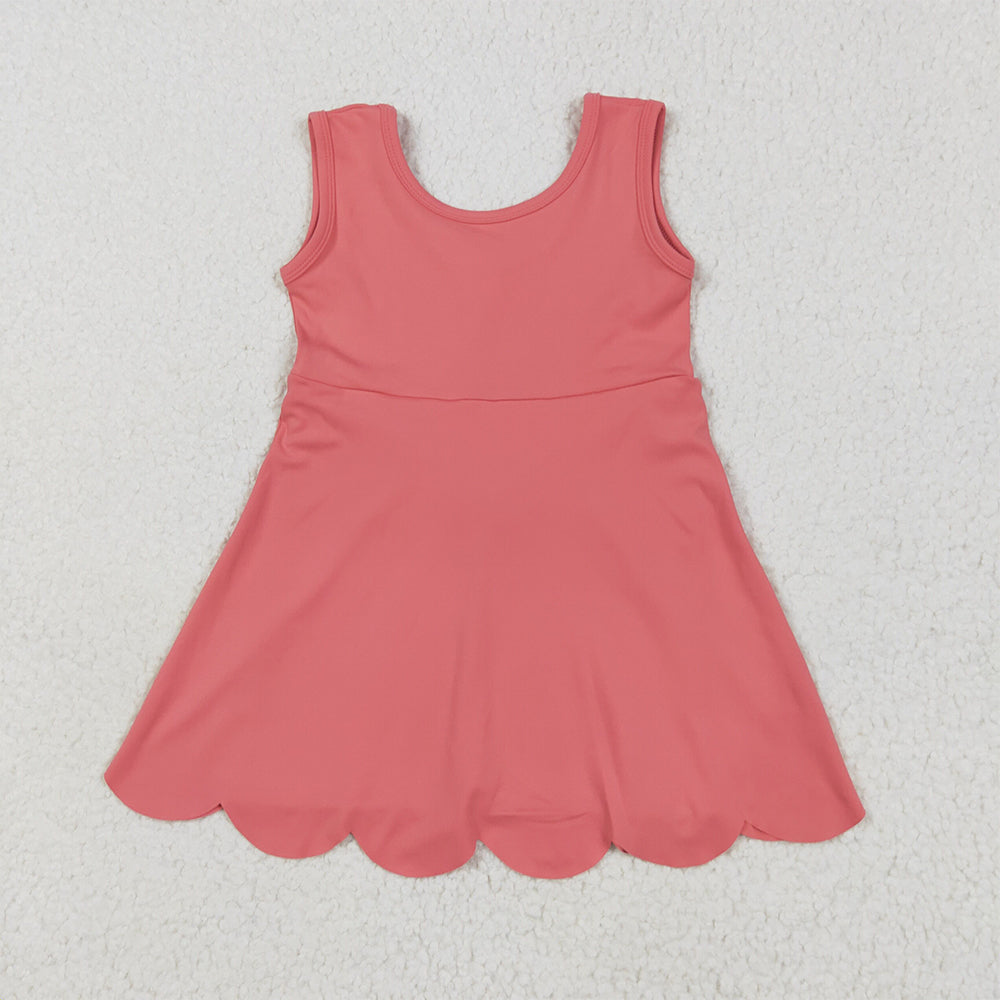 GSD2350 Baby Girls Peach Sleeveless Yoga Active Knee Length Dresses  D 5.9