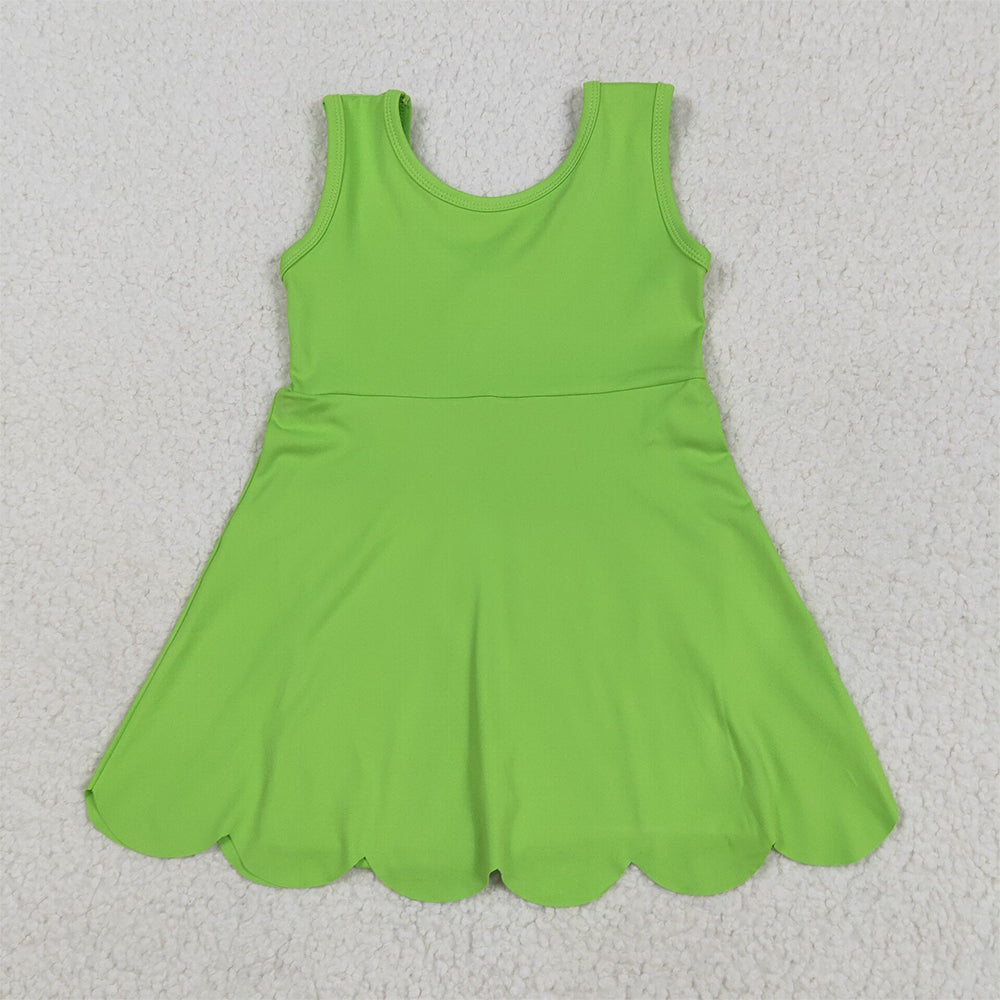 GSD2351  Baby Girls Green Sleeveless Yoga Active Knee Length Dresses   D 5.14