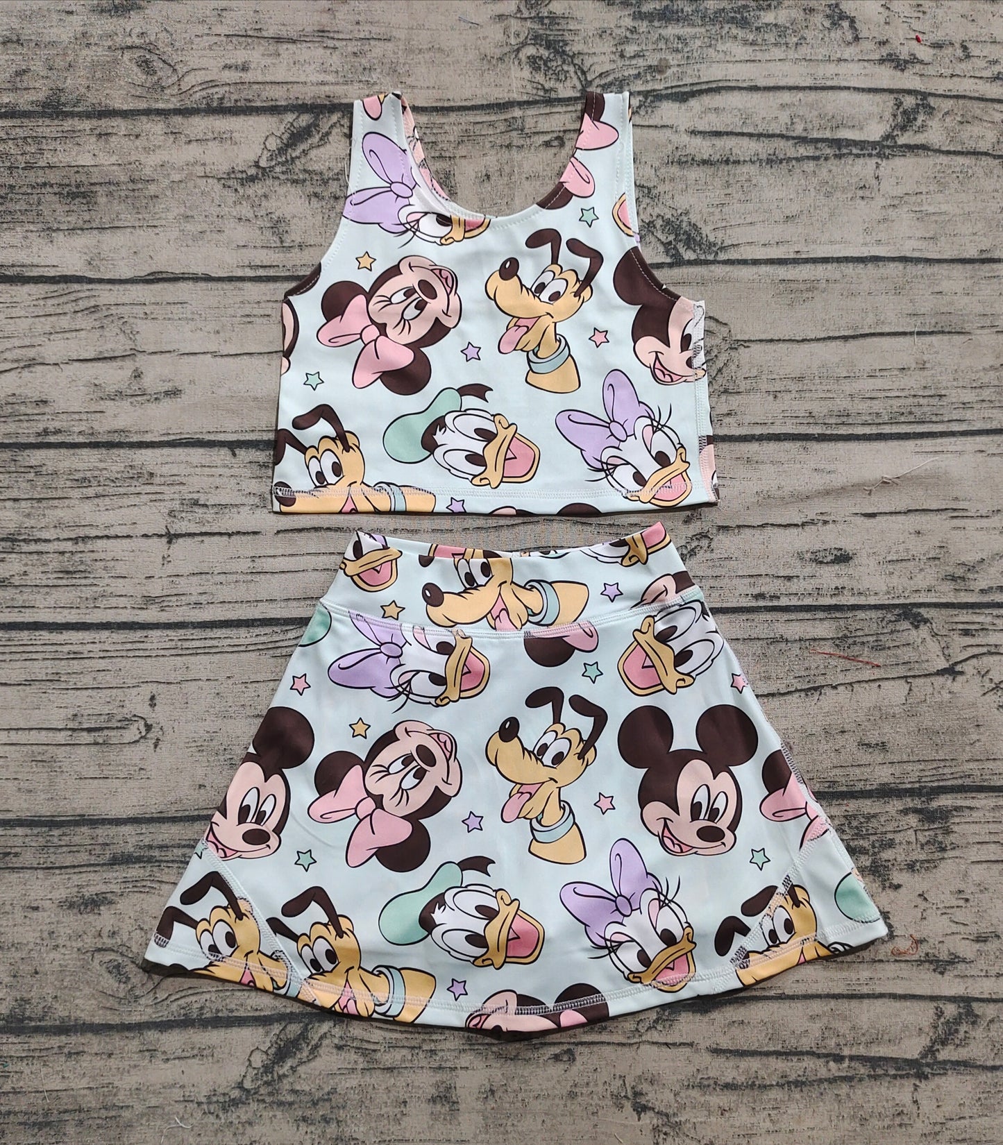 GSD2353  Cartoon Mouse Print Girls Summer Knee Length Shorts Yoga Dress D 4.28