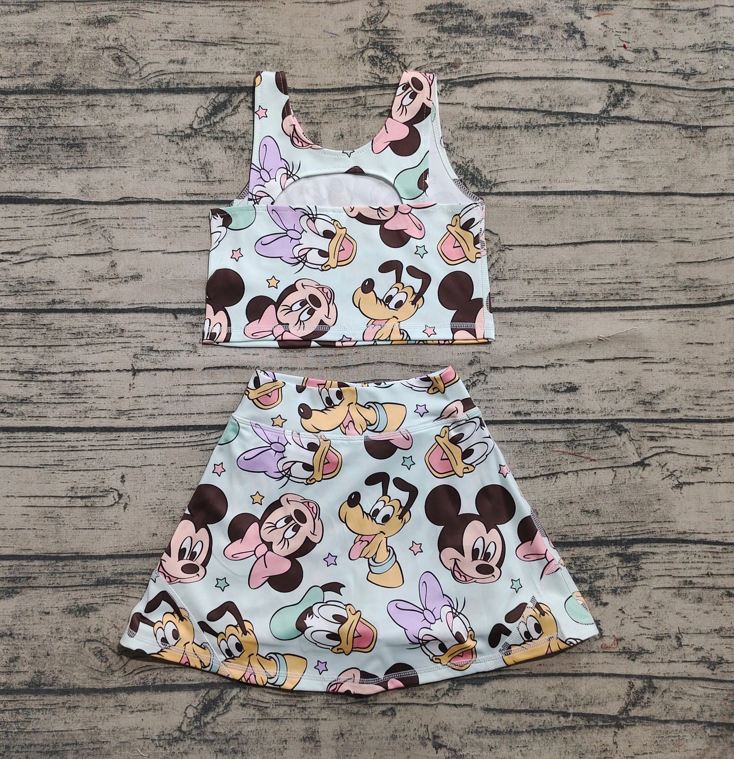 GSD2353  Cartoon Mouse Print Girls Summer Knee Length Shorts Yoga Dress D 4.28