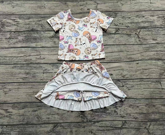 presale  GSD2358  Baby Girls Cartoon Princess Top Skirts Sets D 4.1