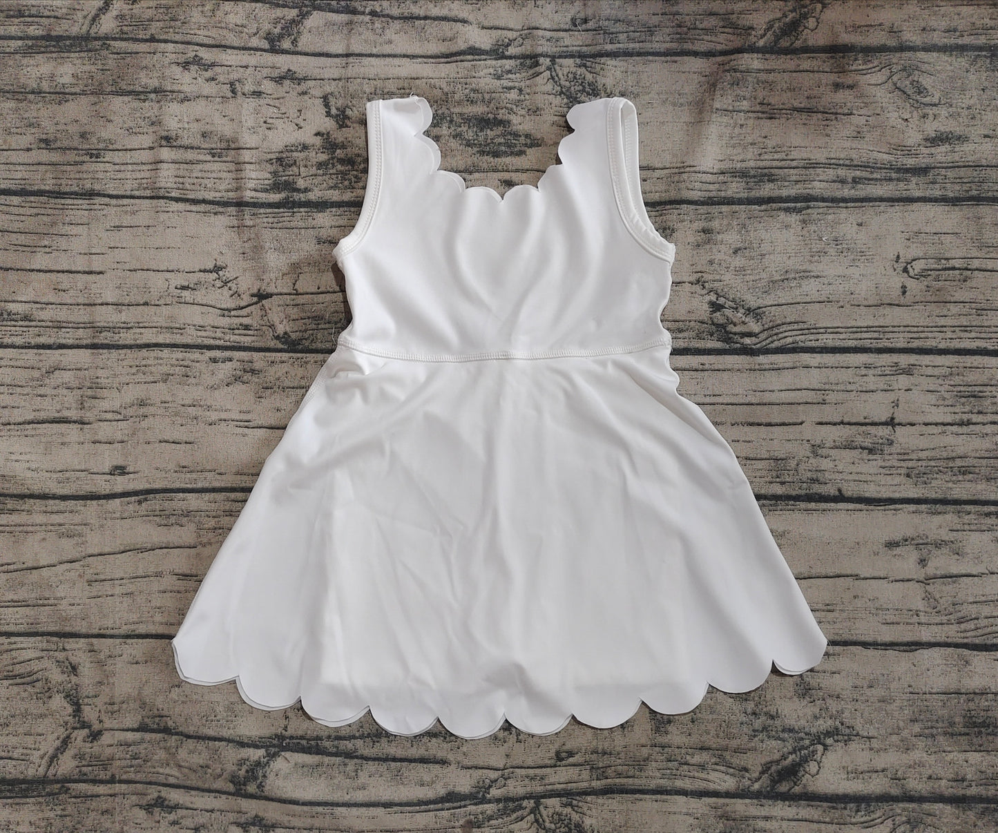 GSD2370 Baby Girls White Sleeveless Yoga Active Knee Length Dresses   D 5.22