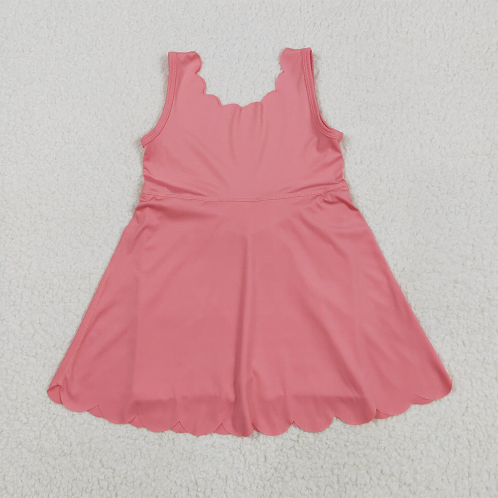GSD2371  Baby Girls Pink Sleeveless Yoga Active Knee Length Dresses  D 5.6