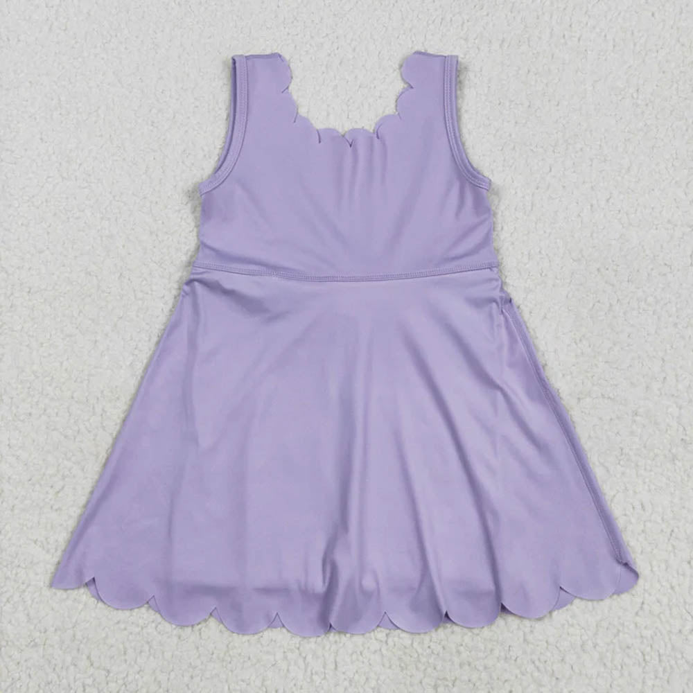 Sibling Baby Girls Sleeveless Activity Wear Yoga Ruffle Knee Length Dresses  D 7.8