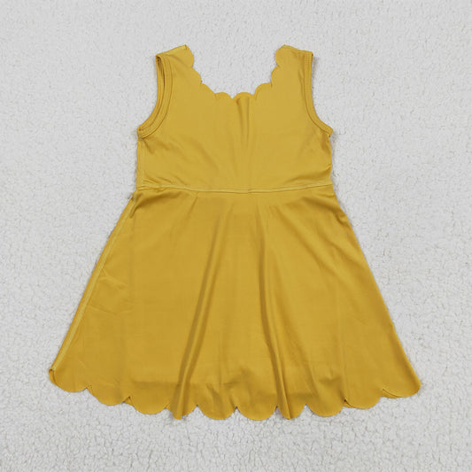 GSD2373 Baby Girls Yellow Sleeveless Yoga Active Knee Length Dresses D 6.2