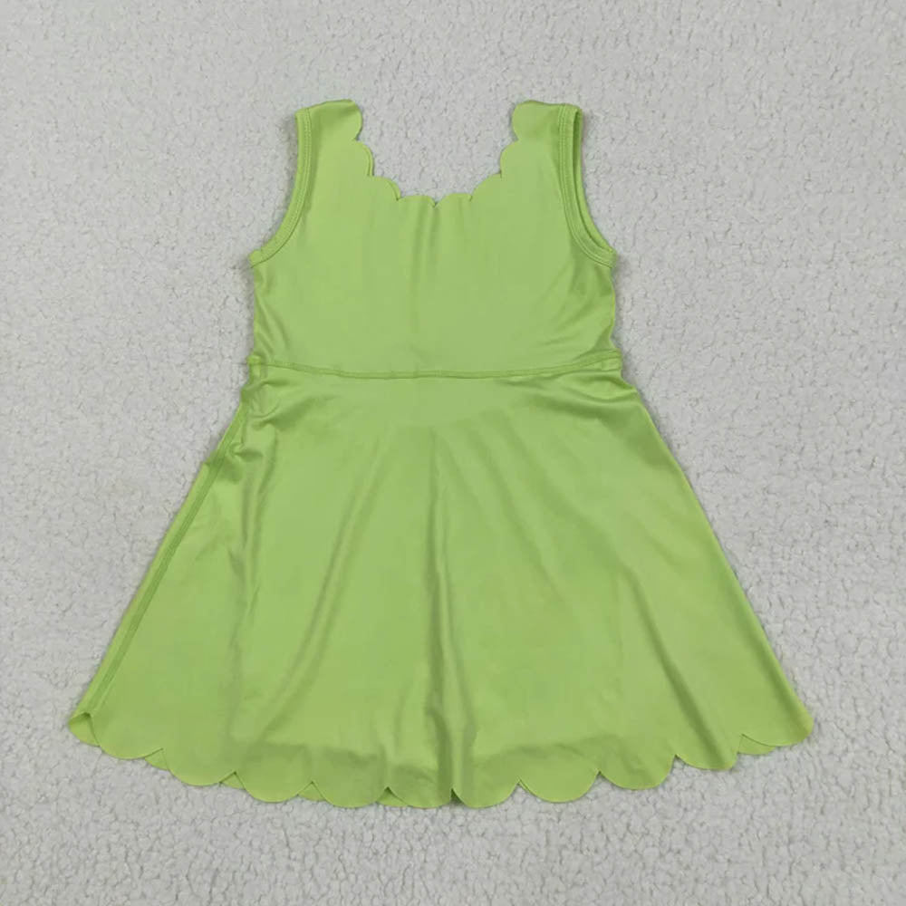 Sibling Baby Girls Sleeveless Activity Wear Yoga Ruffle Knee Length Dresses  D 7.8