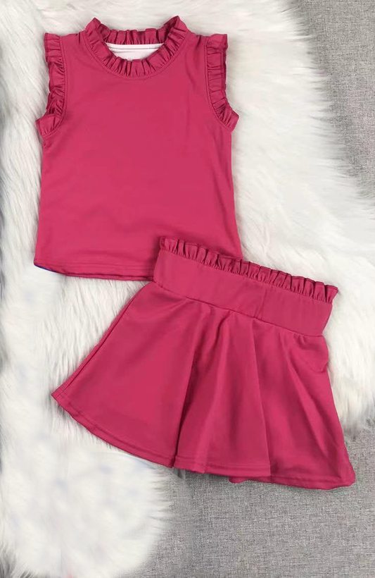 presale GSD2390  Baby Girls Hot Pink Sleeveless Top Skort Yoga Set D 3.27