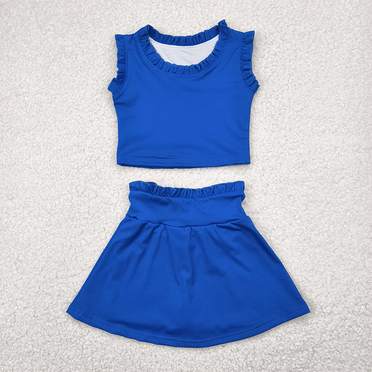 GSD2391 Baby Girls Hot Blue Sleeveless Top Skort Yoga Set D 4.9