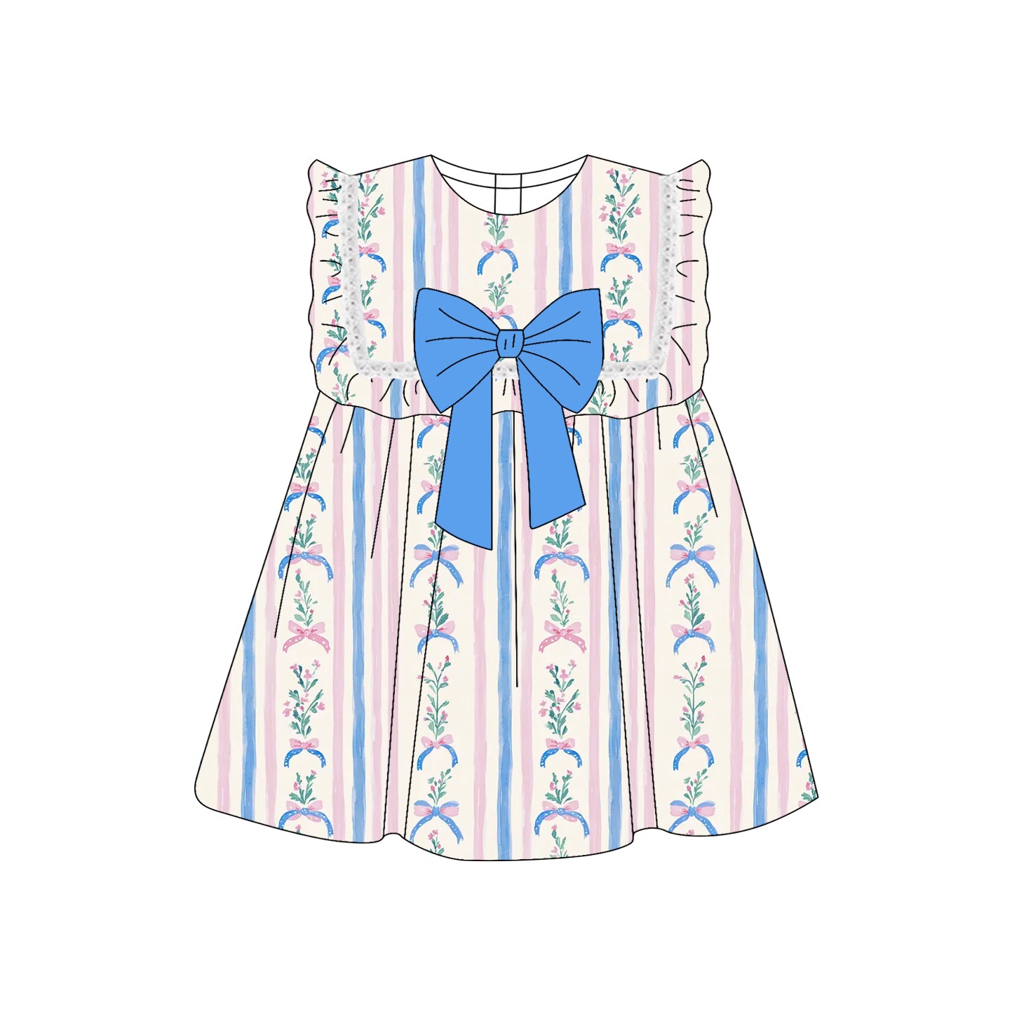 presale GSD2397  Baby Girls Pink Bow Short Sleeve Dress D 3.29