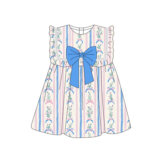 presale GSD2397  Baby Girls Pink Bow Short Sleeve Dress D 3.29