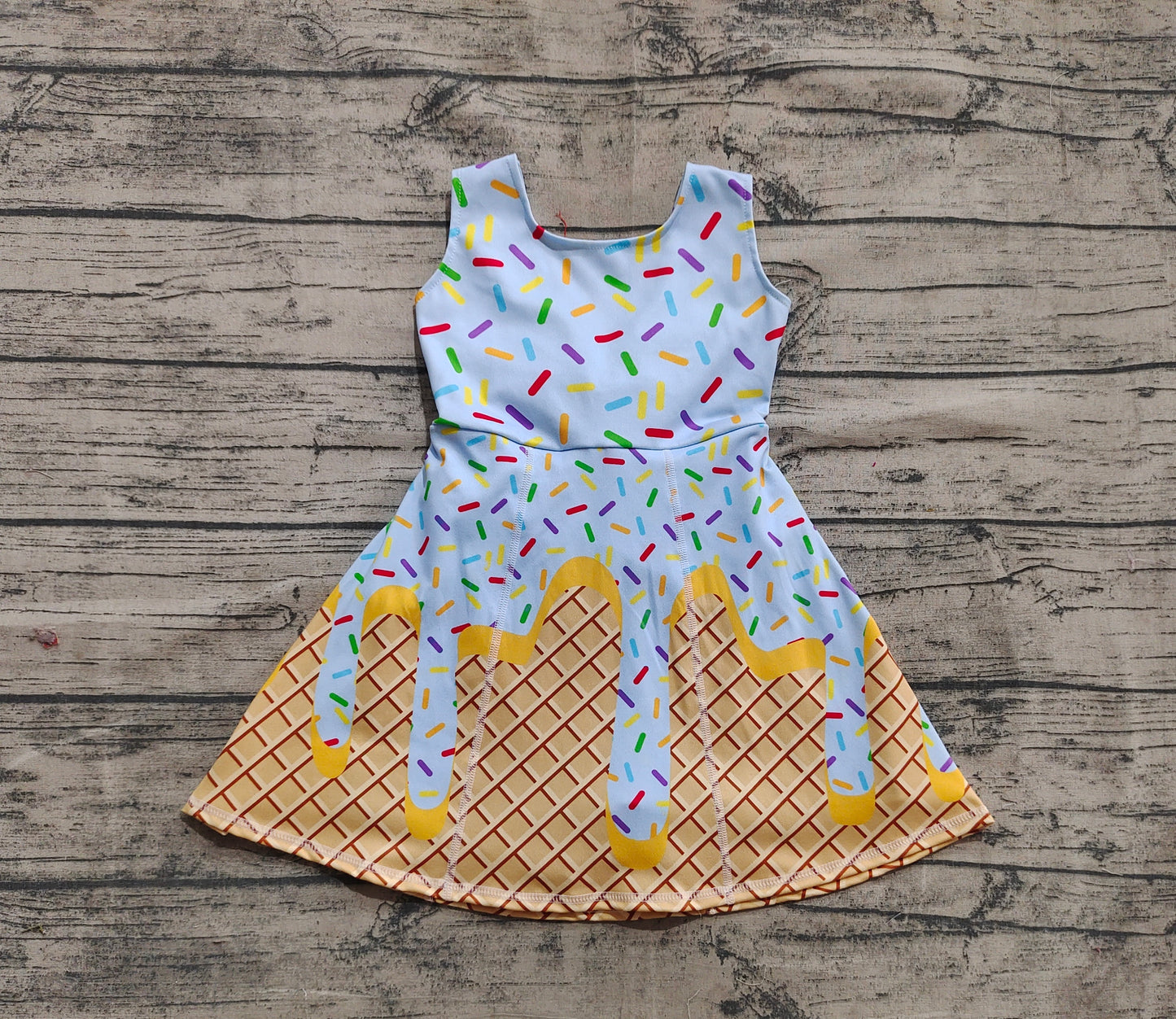GSD2415  Baby Girls Blue Ice-cream Drip Yoga Skort Knee Length Dresses D 6.17