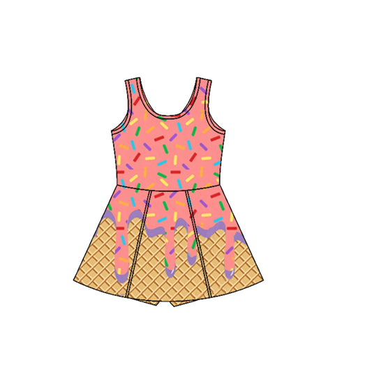 presale GSD2416 Baby Girls Peach Lavender Ice-cream Drip Yoga Skort Knee Length Dresses  D 4.1