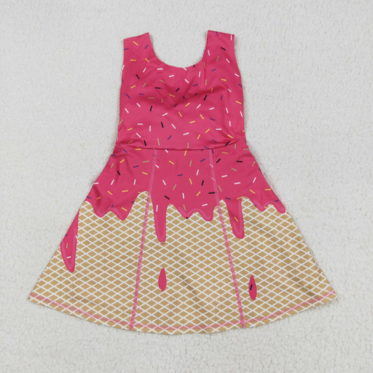 GSD2427 Baby Girls Red Ice-cream Drip Yoga Skort Knee Length Dresses  D 7.21