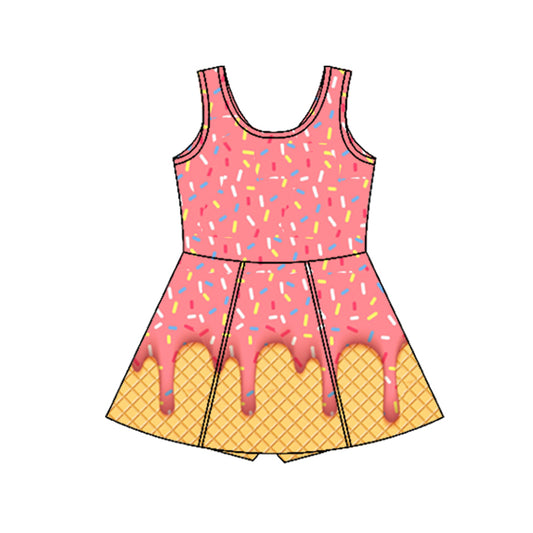 presale GSD2428 Baby Girls Peach Ice-cream Drip Yoga Skort Knee Length Dresses D 4.1
