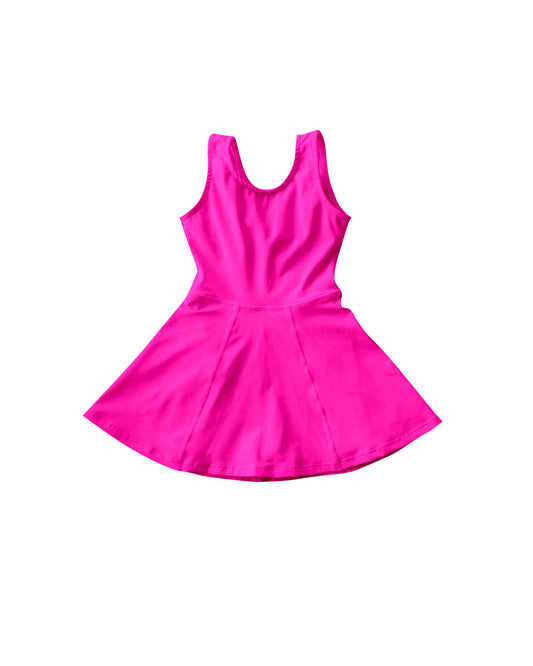 presale GSD2431  Baby Girls Hot Pink Yoga Skort Knee Length Dresses  D 4.1
