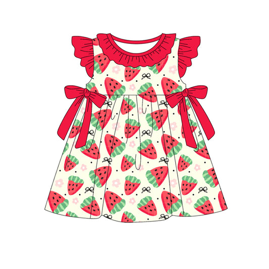 presale GSD2465 Watermelon Print Girls Summer Knee Length Dress D 4.4
