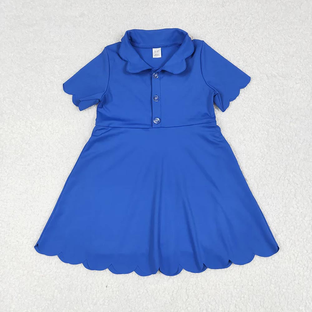 Sibling 3 Colors Baby Girls Short Sleeves Scallop Yoga Knee Length Dresses D 7.7