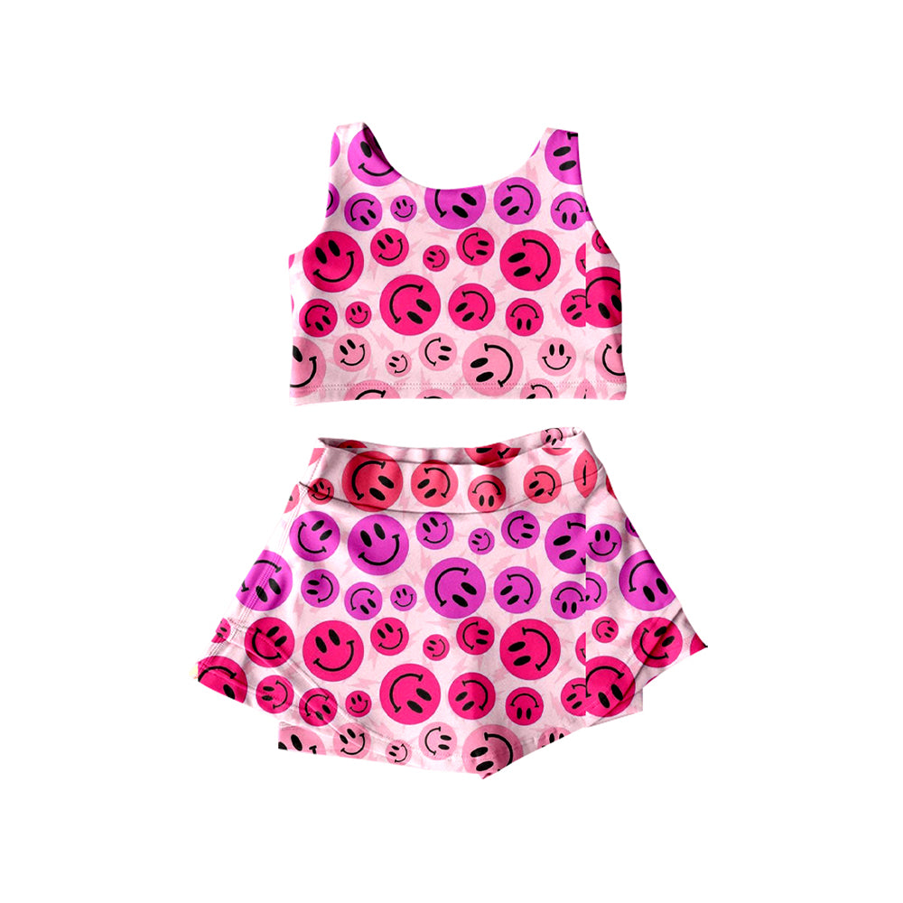 presale GSD2493  Baby Girls Hot Pink Sleeveless Smiles Top Skorts Set D 4.9