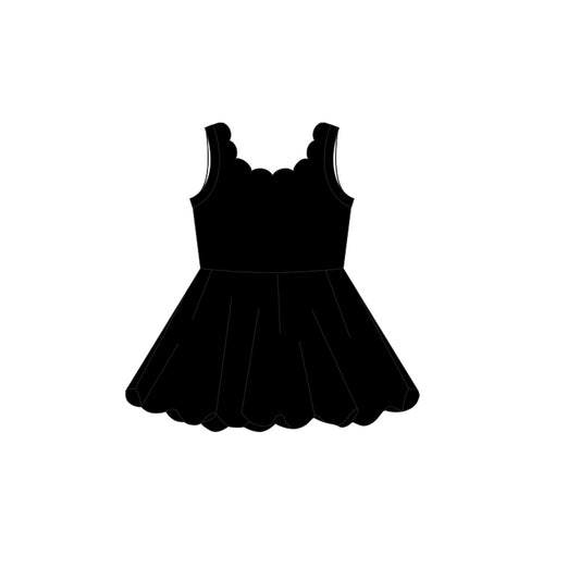 presale GSD2502 Baby Girls Black Sleeveless Yoga Knee Length Dresses D 4.9