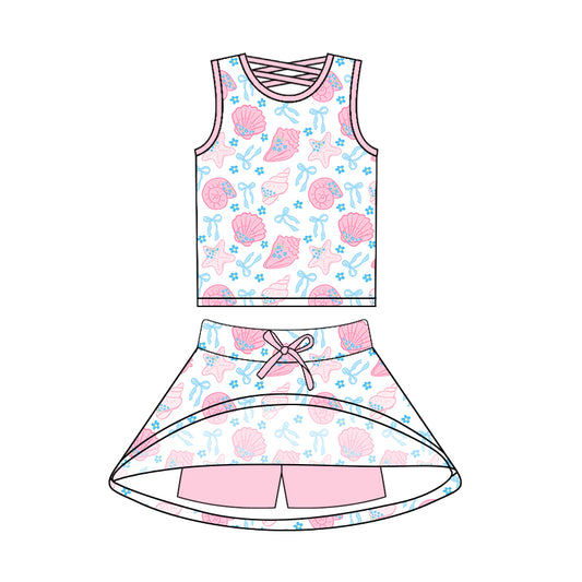 presale GSD2538 Baby Girls Sleeveless Pink Shell Top Skort Short Set D 4.25