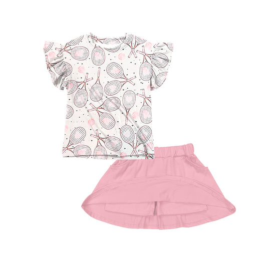 presale GSD2549 Baby Girls Tennis Ruffle Shirt Top Pink Skorts Skirt Sets D 5.6