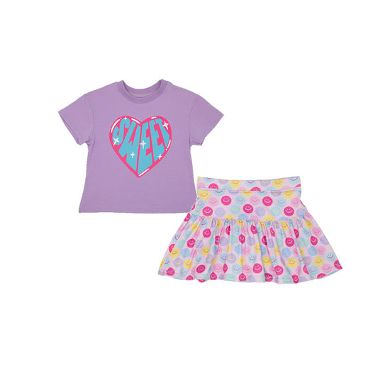 presale GSD2550 Baby Girls Lavender Sweet Hearts Top Smiles Skirt Sets D 5.6