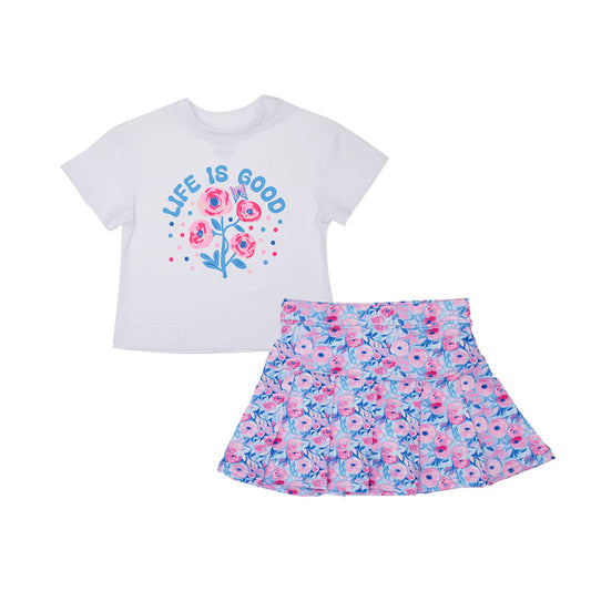 presale GSD2551 Baby Girls Life Is Good Top Flowers Skirt Sets D 5.6