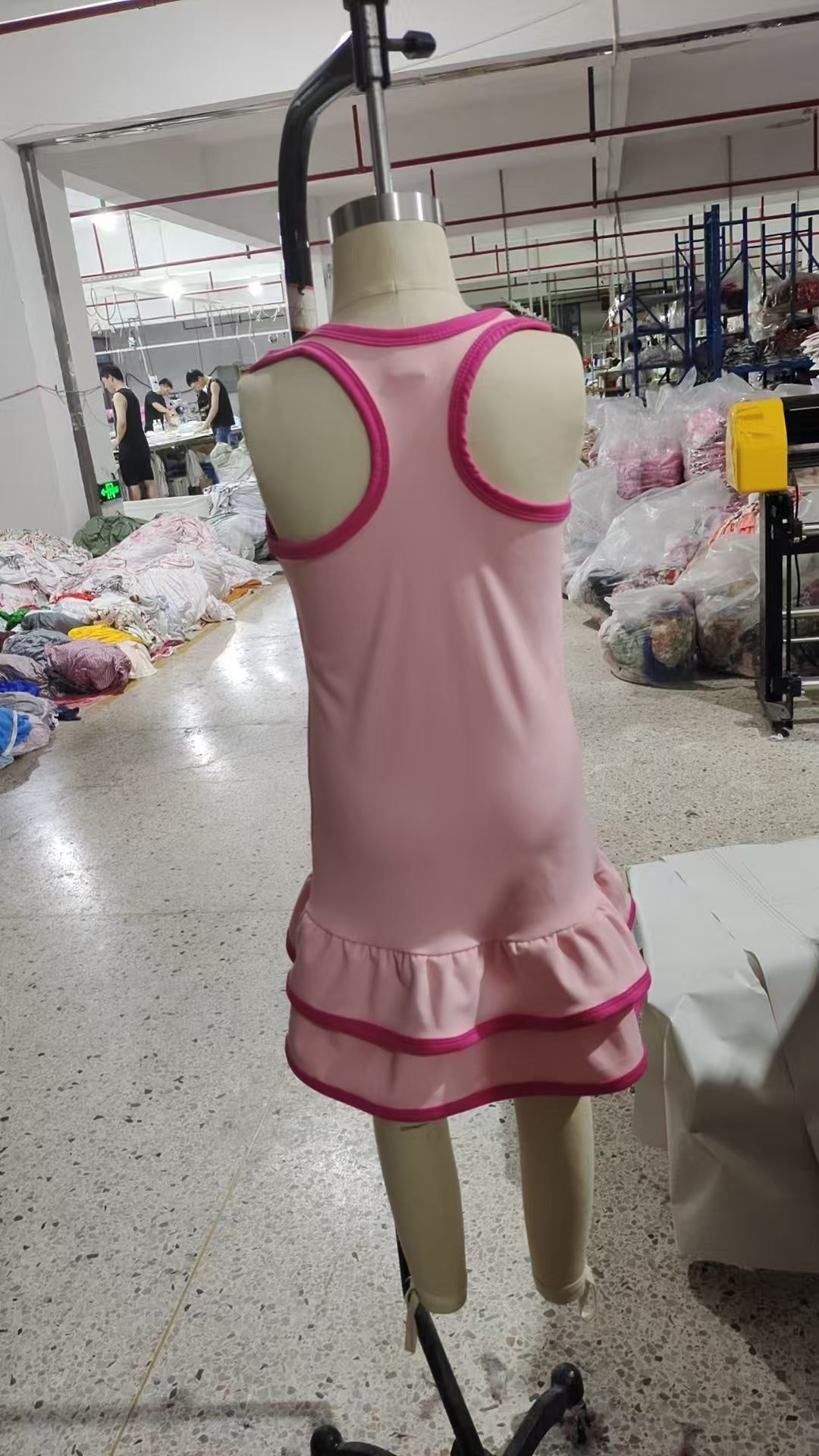 presale GSD2630  Baby Girls Pink Sleeveless Ruffle Yoga Knee Length Dresses D 7.1
