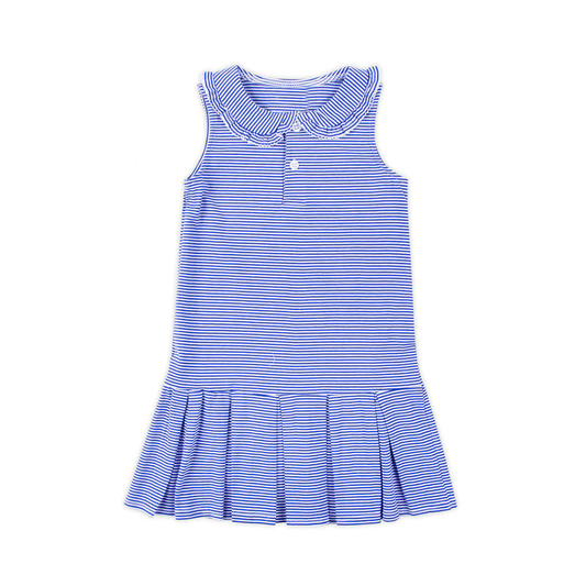 presale GSD2636 Baby Girls Sleeveless Button Blue Stripes Knee Length Dresses D 5.29