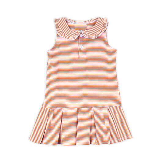 presale GSD2637 Baby Girls Sleeveless Button Peach Stripes Knee Length Dresses D 5.29