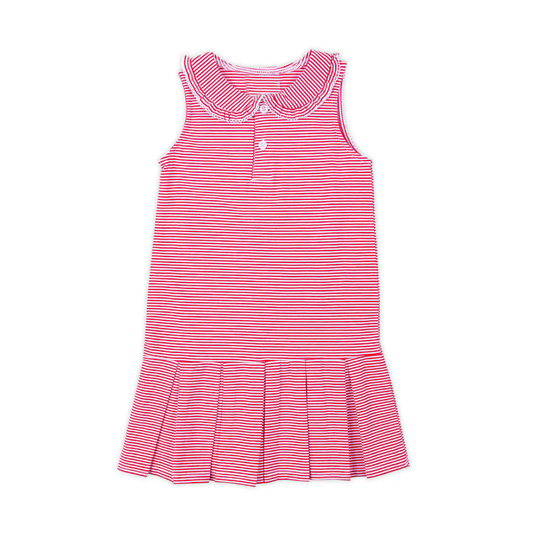 presale GSD2638 Baby Girls Sleeveless Button Hot Pink Stripes Knee Length Dresses D 5.29