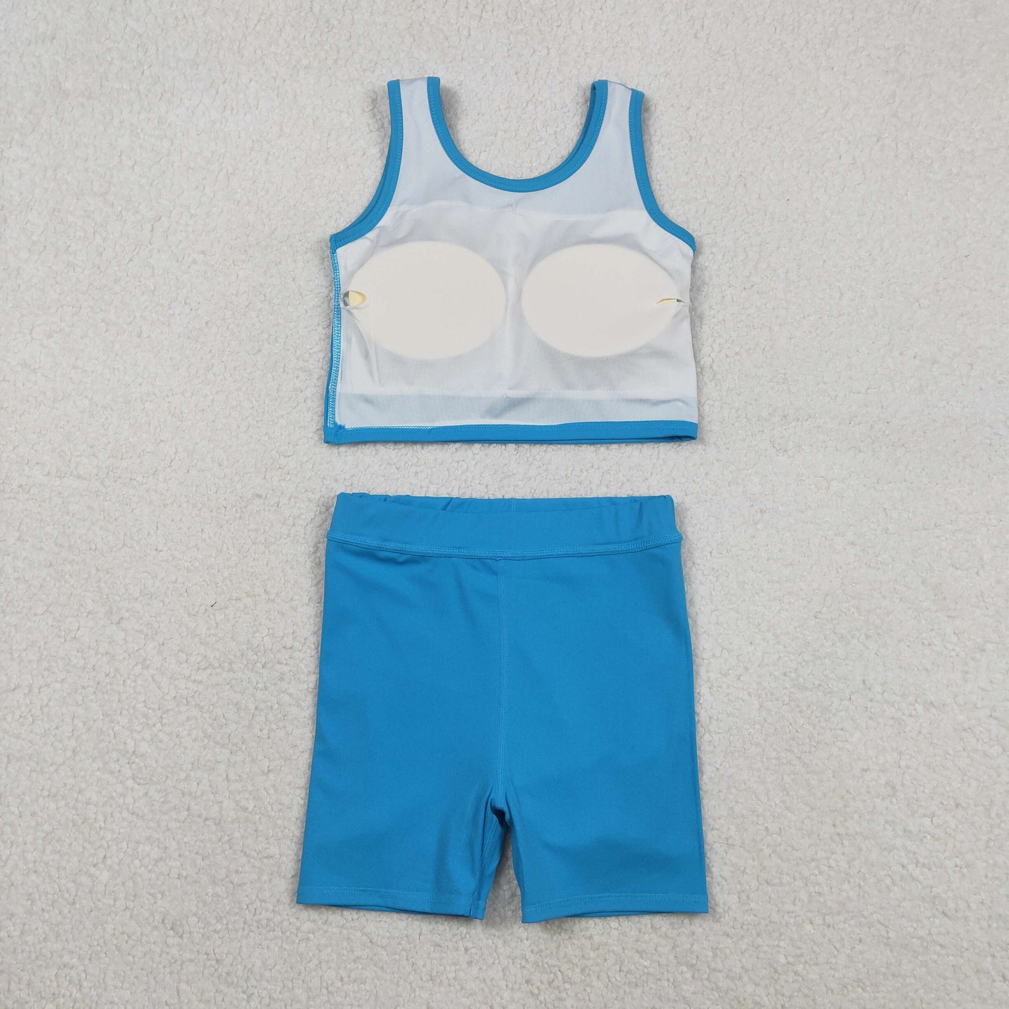 GSD2659  Baby Girls Sleeveless Hot Blue Vest Top Short Skirts Yoga Set D 1208