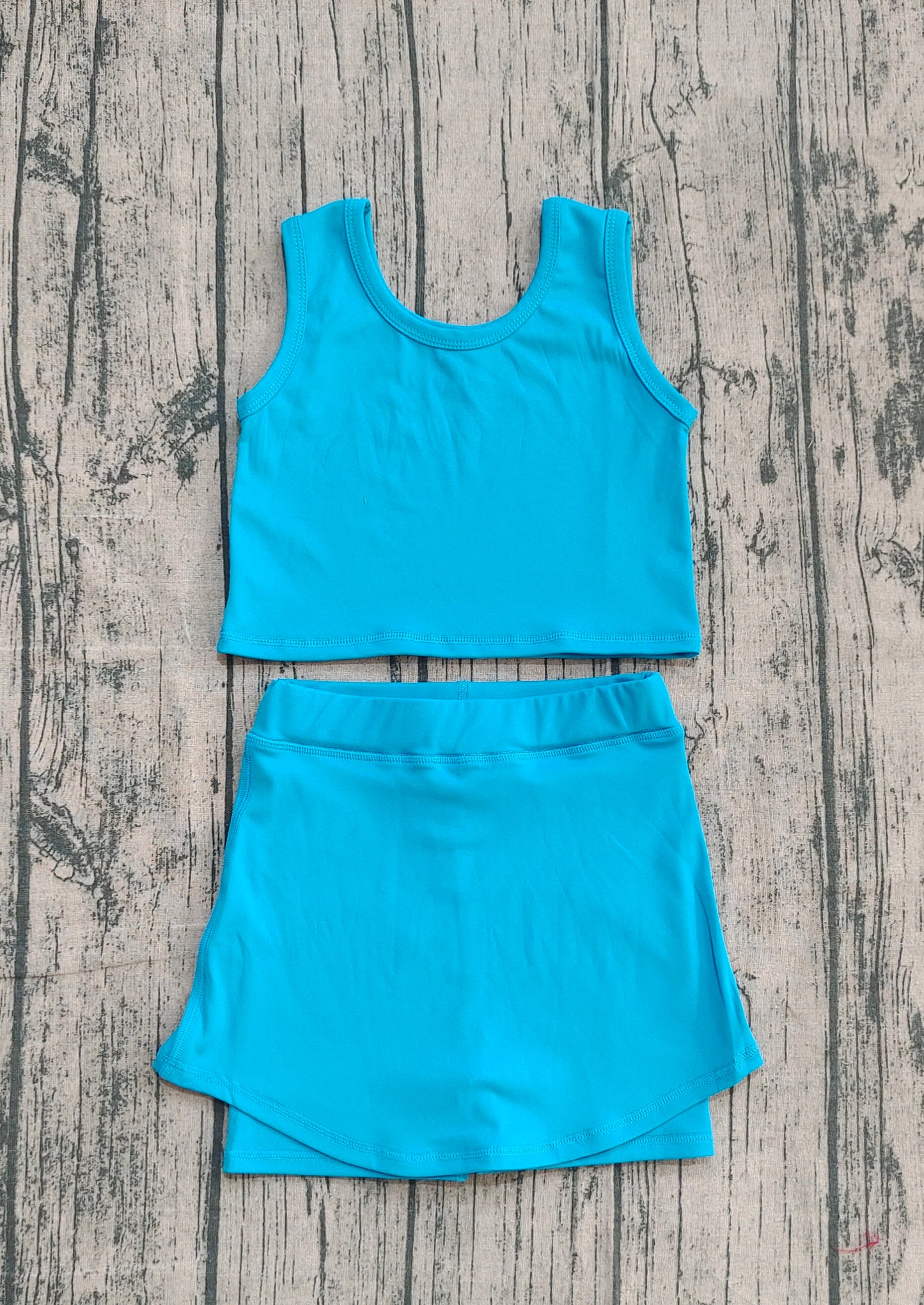 presale GSD2659  Baby Girls Sleeveless Hot Blue Vest Top Short Skirts Yoga Set D 929